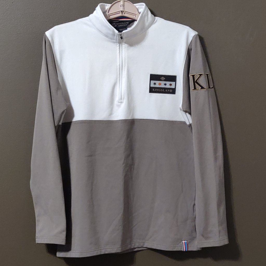 Kingsland Equestrian Lovita Long Sleeve Show Shirt White/Tan Size Xl